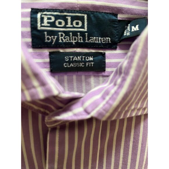 Ralph Lauren Classic Fit Men's Dresst Shirt M Lilac with White Pin stripes A+ - Picture 4 of 4